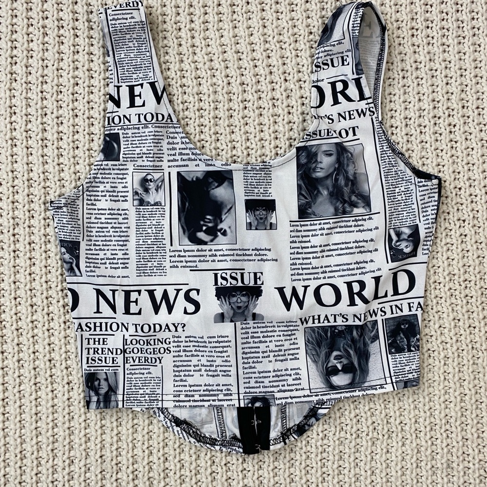 Newspaper Print Tank Top - Picture 3 of 3
